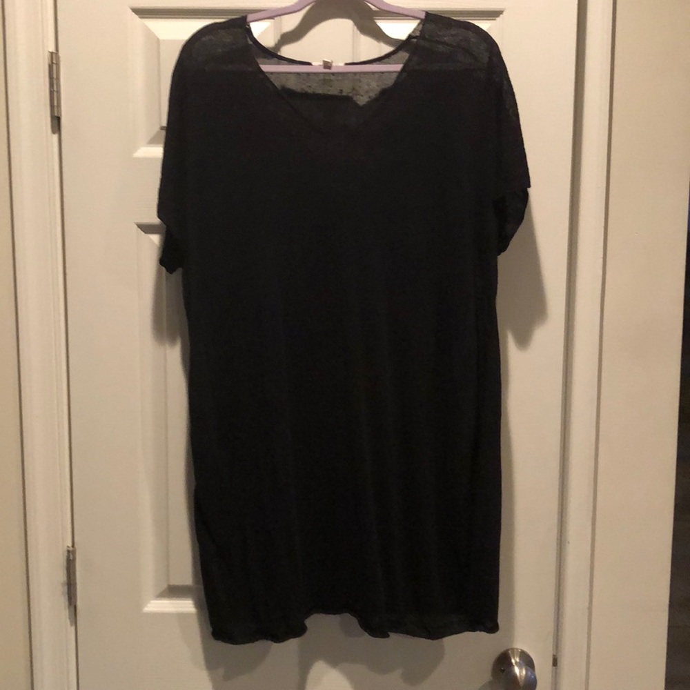 Eileen Fisher layered sheer Vee neck pull over